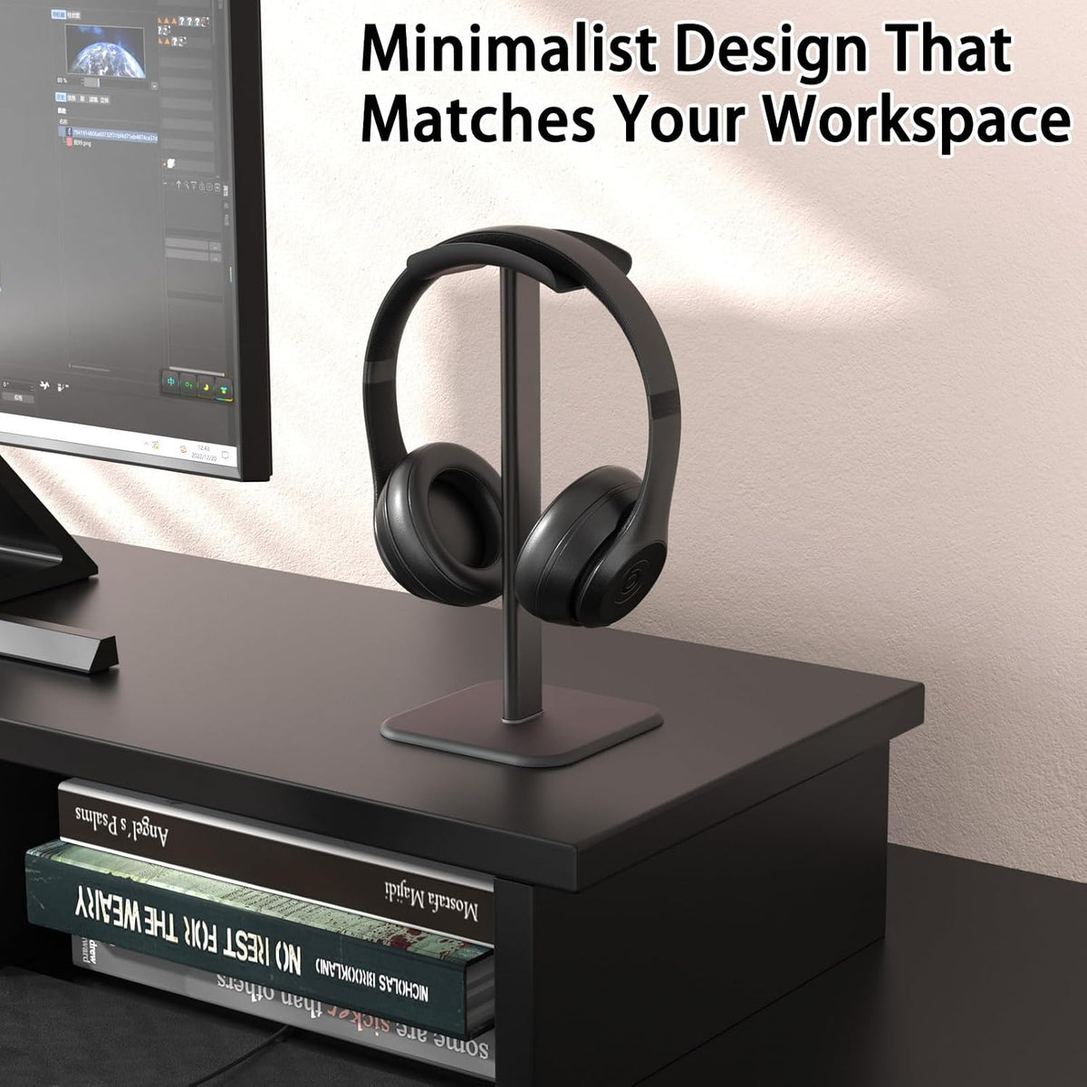 Headphone Stand for Desk - Headset Stand Headphone Holder (Black)