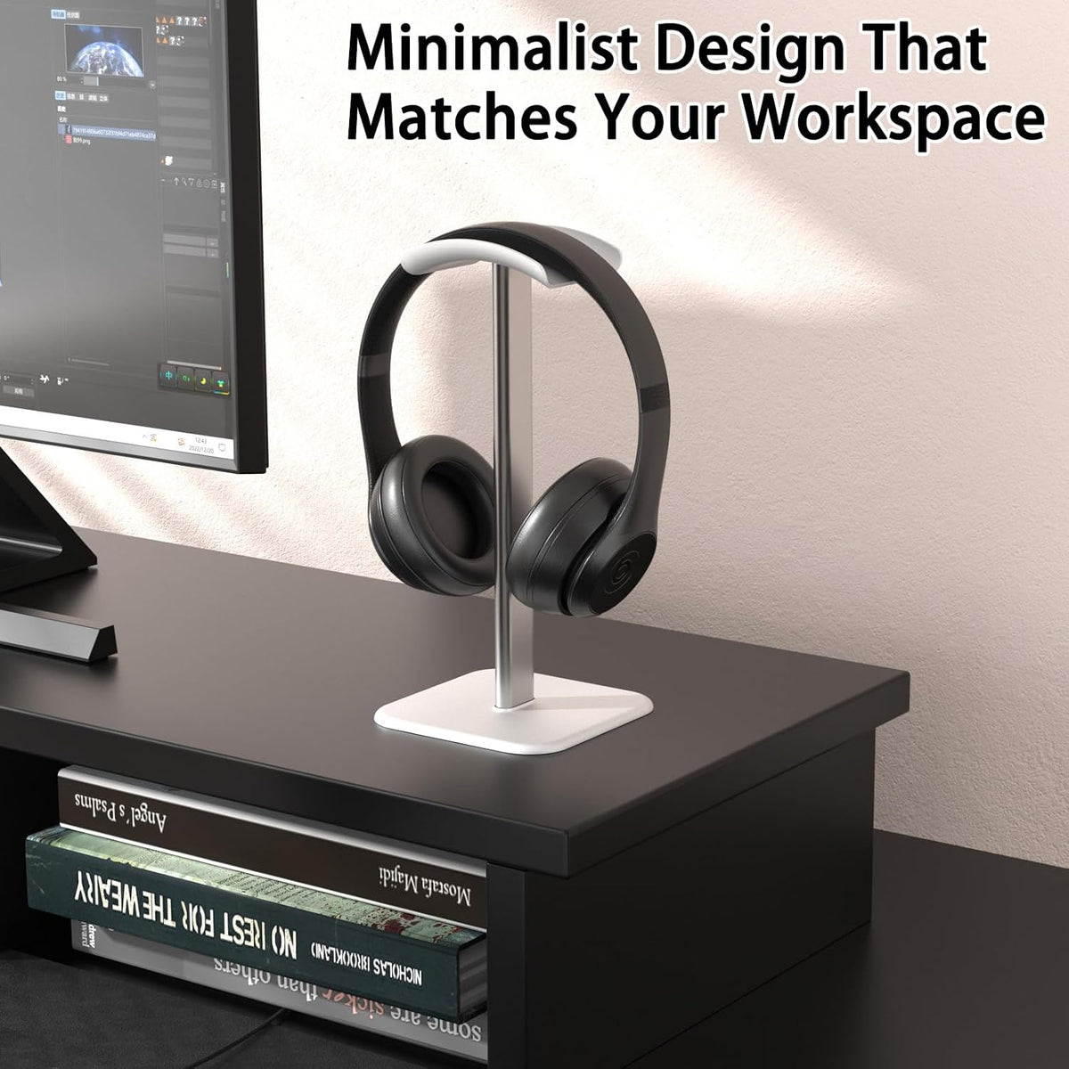 Headphone Stand for Desk - Headset Stand Headphone Holder (Black)
