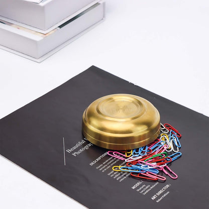 Gold Paper Clip Holder Dispenser & 30 Paper Clips