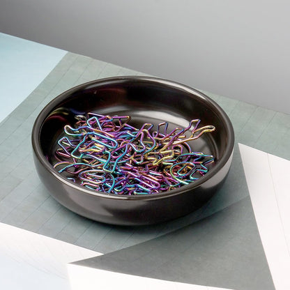 Gold Paper Clip Holder Dispenser & 30 Paper Clips