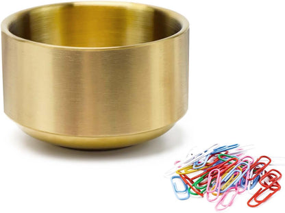 Gold Paper Clip Holder Dispenser & 30 Paper Clips