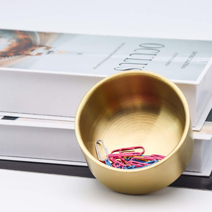 Gold Paper Clip Holder Dispenser & 30 Paper Clips