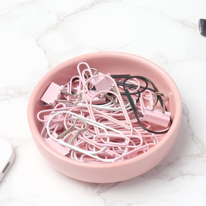 Gold Paper Clip Holder Dispenser & 30 Paper Clips