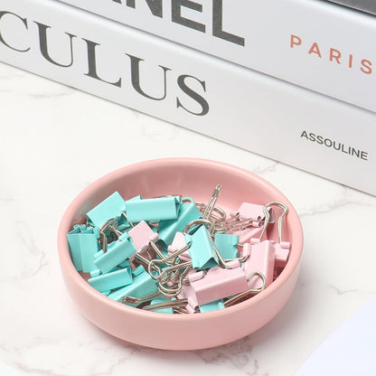 Gold Paper Clip Holder Dispenser & 30 Paper Clips