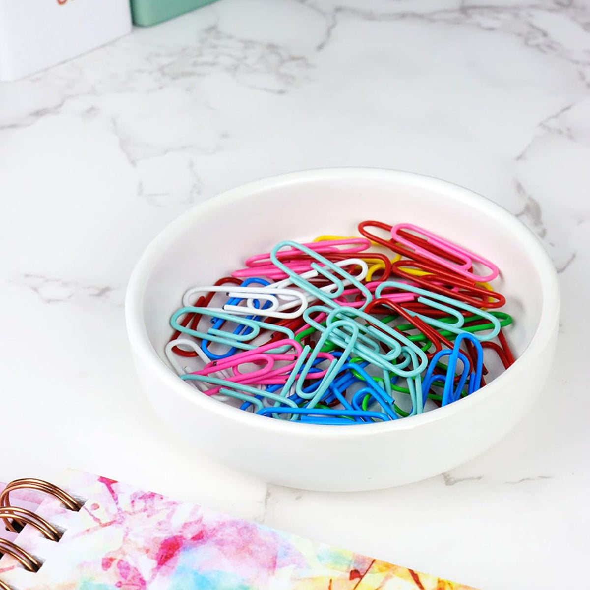 Gold Paper Clip Holder Dispenser & 30 Paper Clips