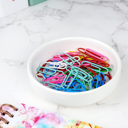 Gold Paper Clip Holder Dispenser & 30 Paper Clips