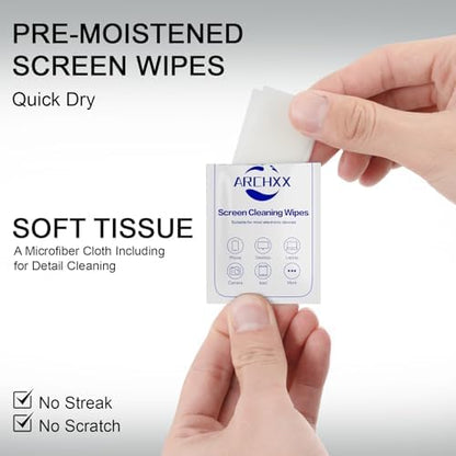 Screen Wipes for Electronics, 120 Count 6"x6" Pre-Moistened Screen Cleaner for Screens, Computer,Laptop,Tablet,Phone,Monitor,Car Screen Cleaner, Lens Wipes Individually Wrapped