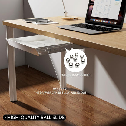 Under Desk Mounted Sliding Pull-out Drawer with Pencil Tray and Slide Storage Tray, 17'' long & 13.5'' deep Large Storage Organizer for Sit Stand Workstation