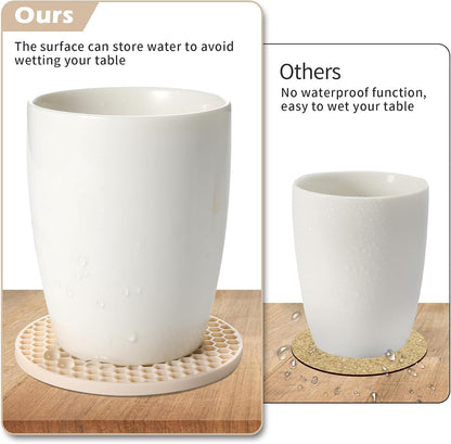 Silicone Coasters Set of 6 with Holder — Non-Slip Drink Coasters for Coffee Table, Home Bar & Kitchen, Protects Wood & Marble Surfaces from Water Rings, Dishwasher Safe (Black)
