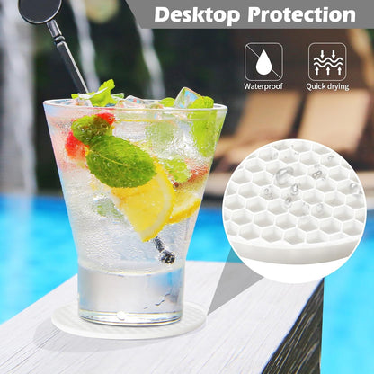 Silicone Coasters Set of 6 with Holder — Non-Slip Drink Coasters for Coffee Table, Home Bar & Kitchen, Protects Wood & Marble Surfaces from Water Rings, Dishwasher Safe (Black)