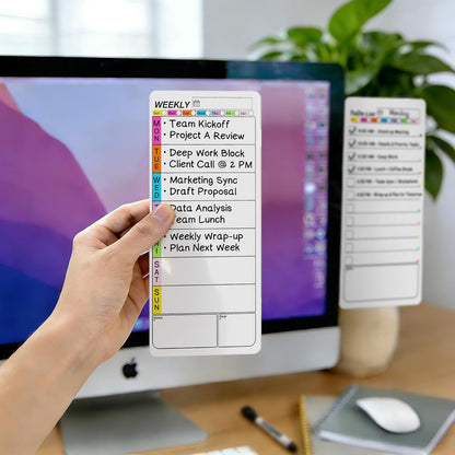 Magnetic Monitor Memo Board, Dry Erase Whiteboard Weekly Planner and Daily to Do List Note Board Set for Monitor Side/Fridge/Home/School/Office with Markers