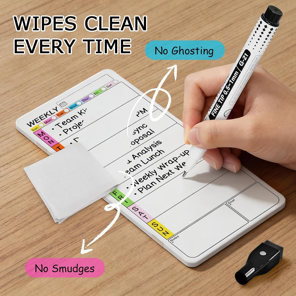 Magnetic Monitor Memo Board, Dry Erase Whiteboard Weekly Planner and Daily to Do List Note Board Set for Monitor Side/Fridge/Home/School/Office with Markers