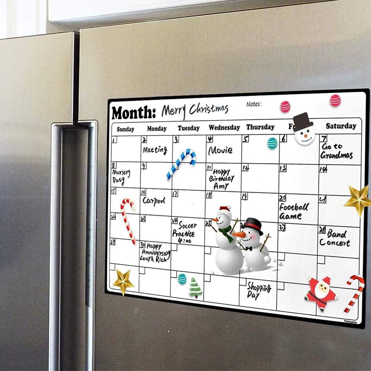 Fridge Calendar Magnetic Dry Erase Whiteboard Calendar For Refrigerator Planners 16.9 Inches X 11.8 Inches