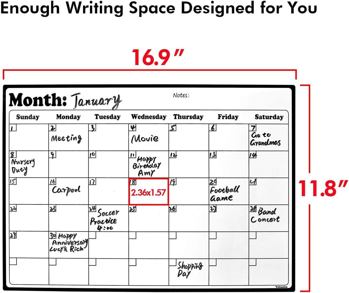 Fridge Calendar Magnetic Dry Erase Whiteboard Calendar For Refrigerator Planners 16.9 Inches X 11.8 Inches
