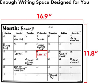 Fridge Calendar Magnetic Dry Erase Whiteboard Calendar For Refrigerator Planners 16.9 Inches X 11.8 Inches