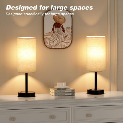 Fenmzee Bedside Table Lamp for Bedroom - Dimmable Touch, USB A+C, AC Outlet