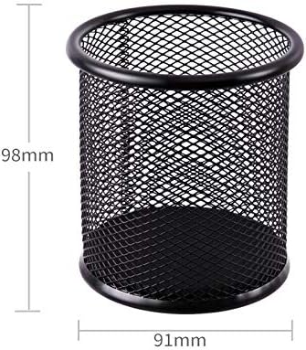 Black Pen Holder Cup for Desk, Pencil Cup Holder, Black Wire Mesh Pen Cup for Desk Office Pen Organizer