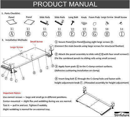 Keyboard Tray Under Desk - Full Metal Slide Out Holder, Rust-Resistant & Scratch-Proof, Double C-Clamps, 26x13" Tray for L Shape/Regular Desks, Standing/Sitting Workstation(White-A)