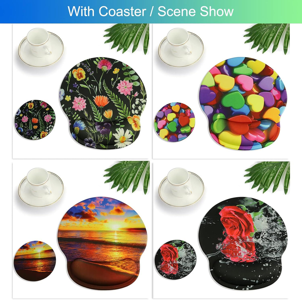 Ergonomic Mouse Pad with Wrist Rest Support,Gel Mouse Pads for Desk - Colors A
