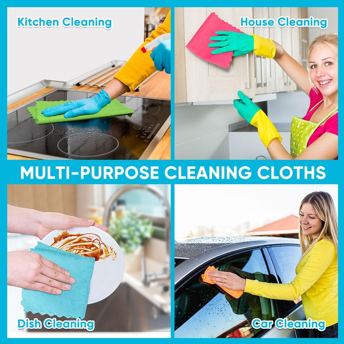 Orighty Microfiber Cleaning Cloth -, Cleaning Rags 12x11 inch