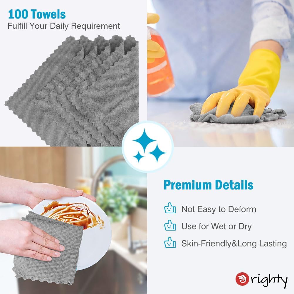 Orighty Microfiber Cleaning Cloth -, Cleaning Rags 12x11 inch