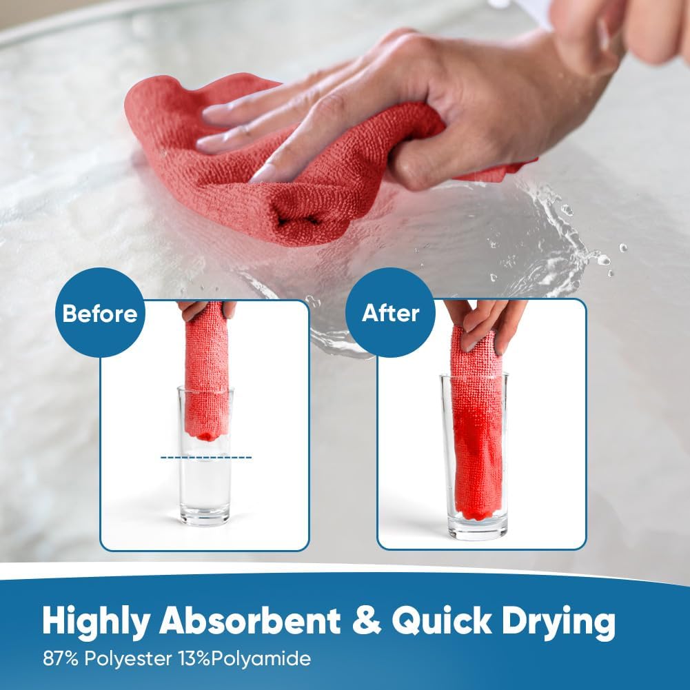 Orighty Microfiber Cleaning Cloth -, Cleaning Rags 12x11 inch