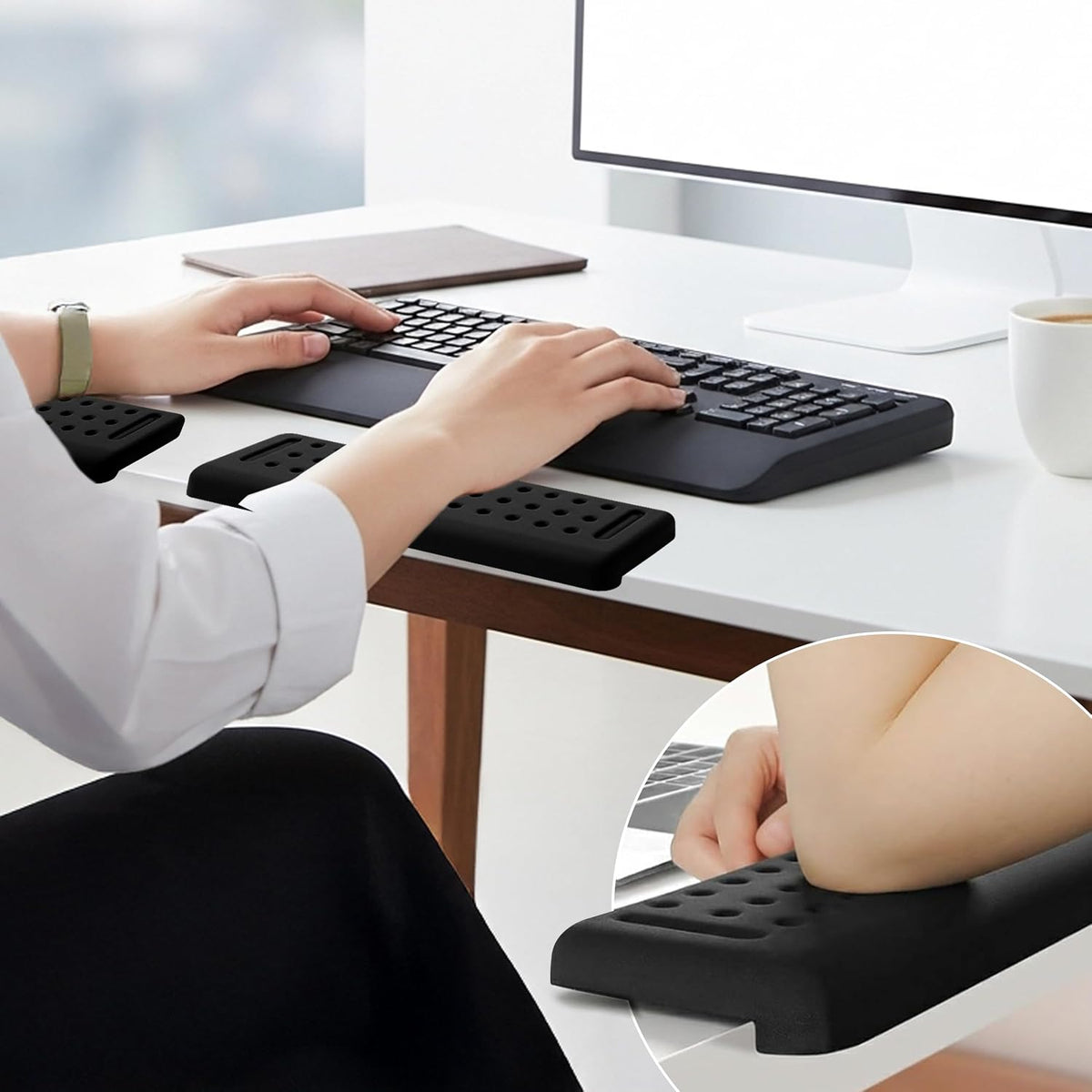 Keyboard Wrist Rest with Edge Protector - 11.8 Inch 2 Pack L Shaped Desk Pad