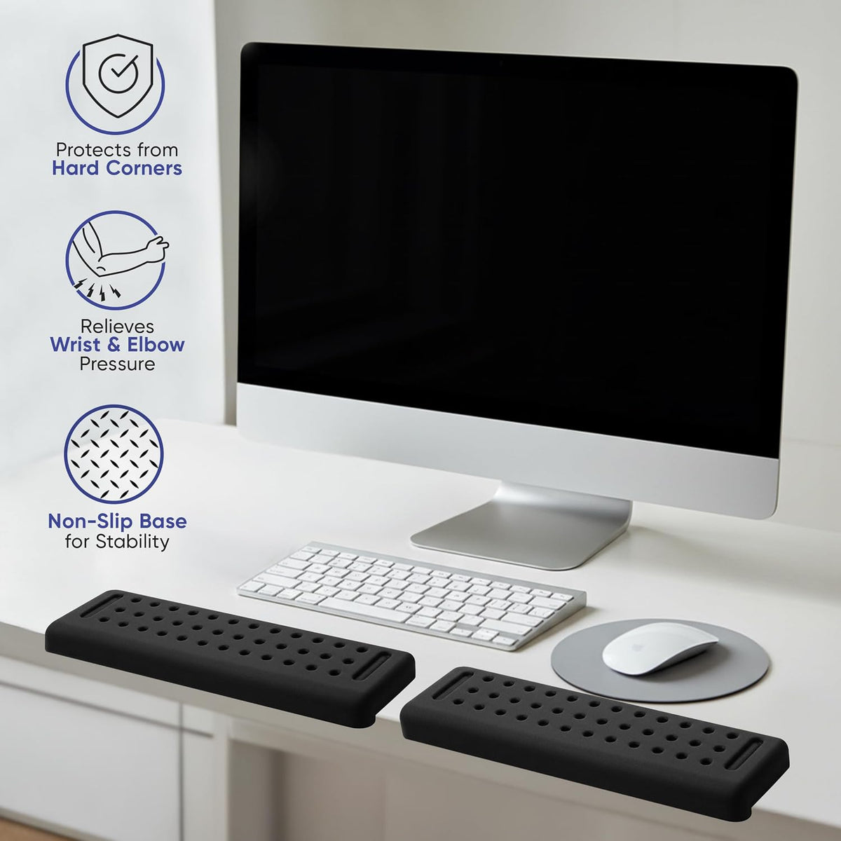 Keyboard Wrist Rest with Edge Protector - 11.8 Inch 2 Pack L Shaped Desk Pad