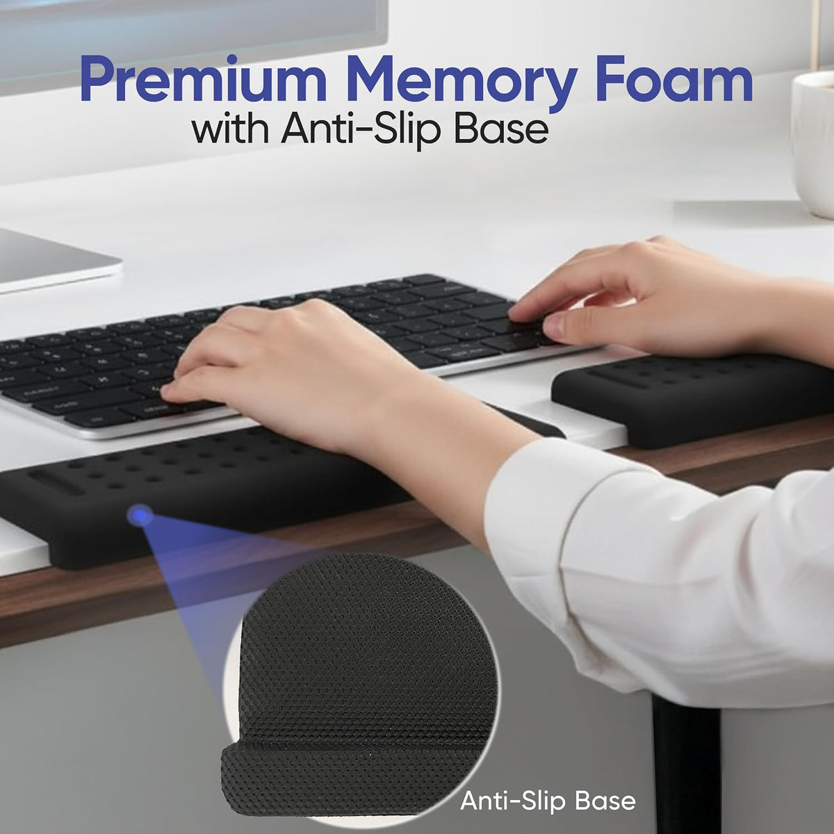 Keyboard Wrist Rest with Edge Protector - 11.8 Inch 2 Pack L Shaped Desk Pad