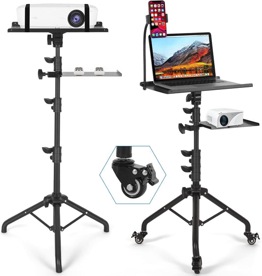 Laptop Tripod on Wheels with 2 Shelves
