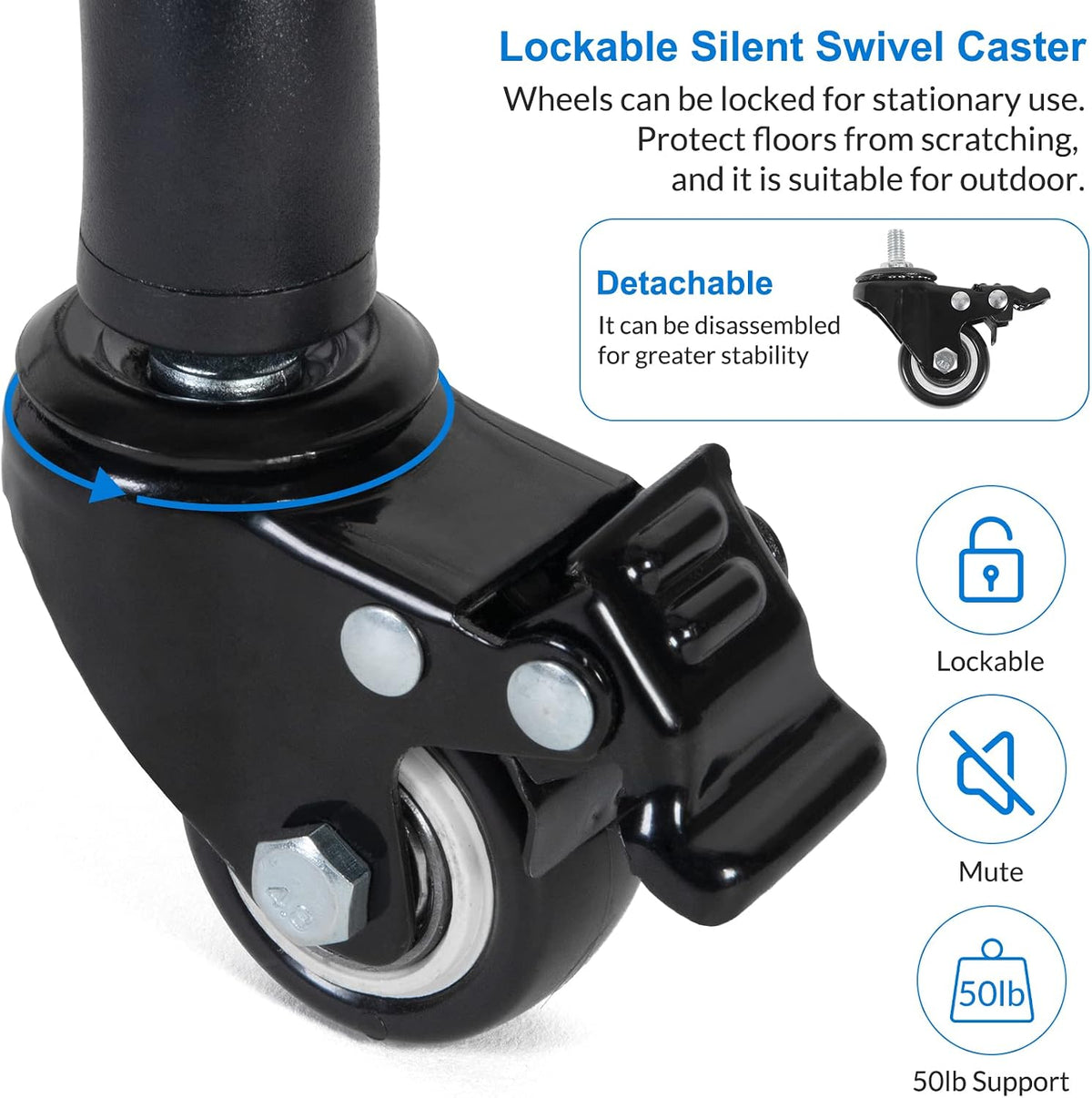 Laptop Tripod on Wheels with 2 Shelves