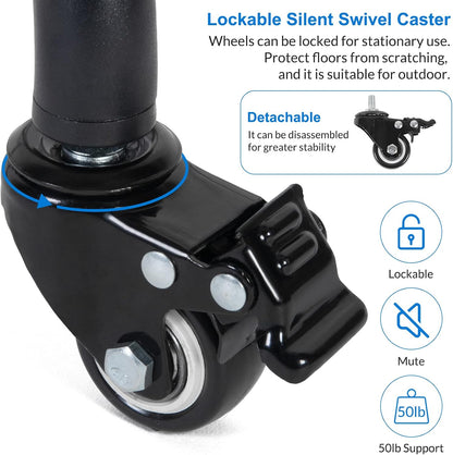 Laptop Tripod on Wheels with 2 Shelves
