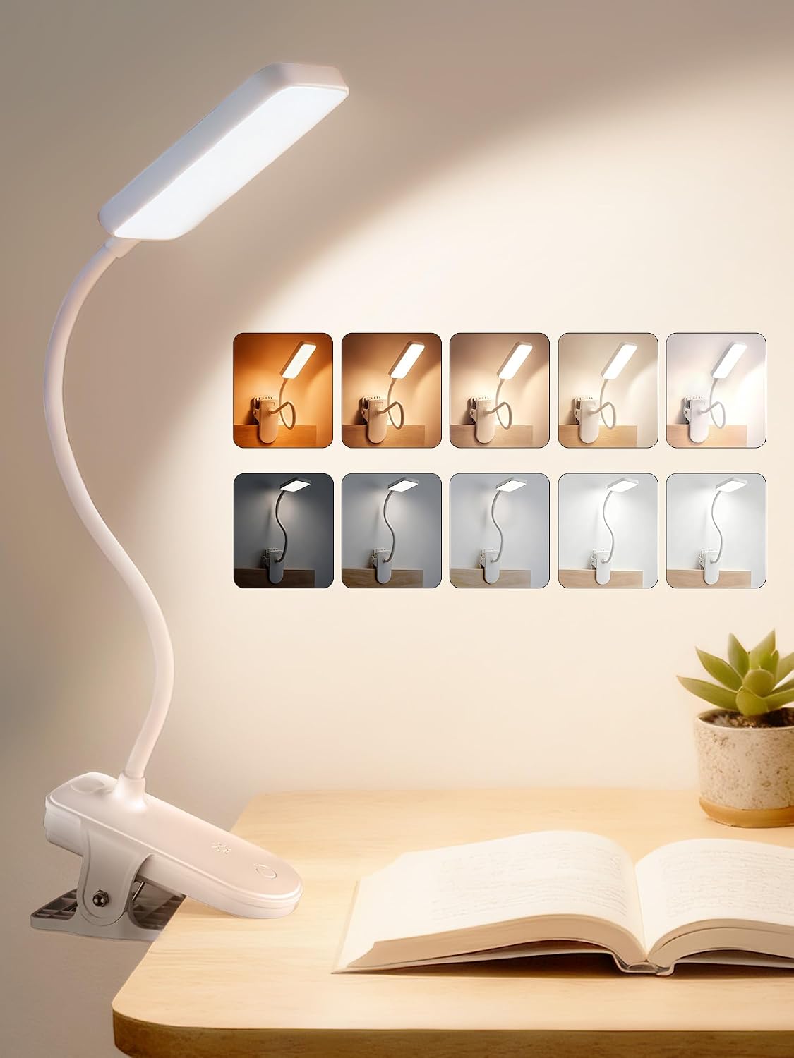 45 Lighting Modes Rechargeable Desk Lamp with Clamp