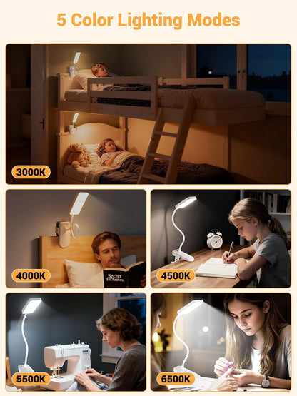 45 Lighting Modes Rechargeable Desk Lamp with Clamp