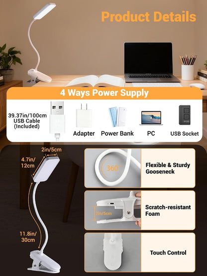 45 Lighting Modes Rechargeable Desk Lamp with Clamp