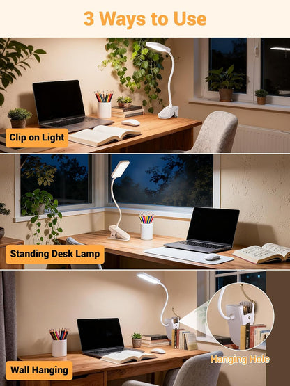 45 Lighting Modes Rechargeable Desk Lamp with Clamp