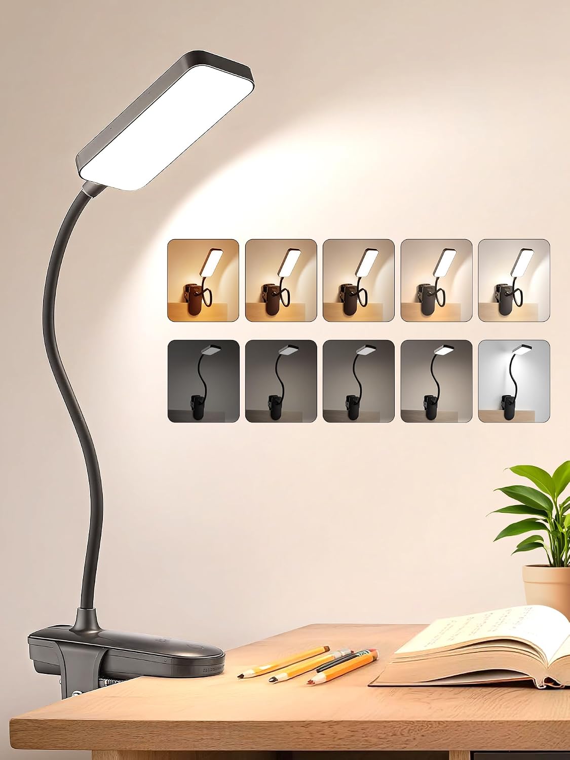 45 Lighting Modes Rechargeable Desk Lamp with Clamp