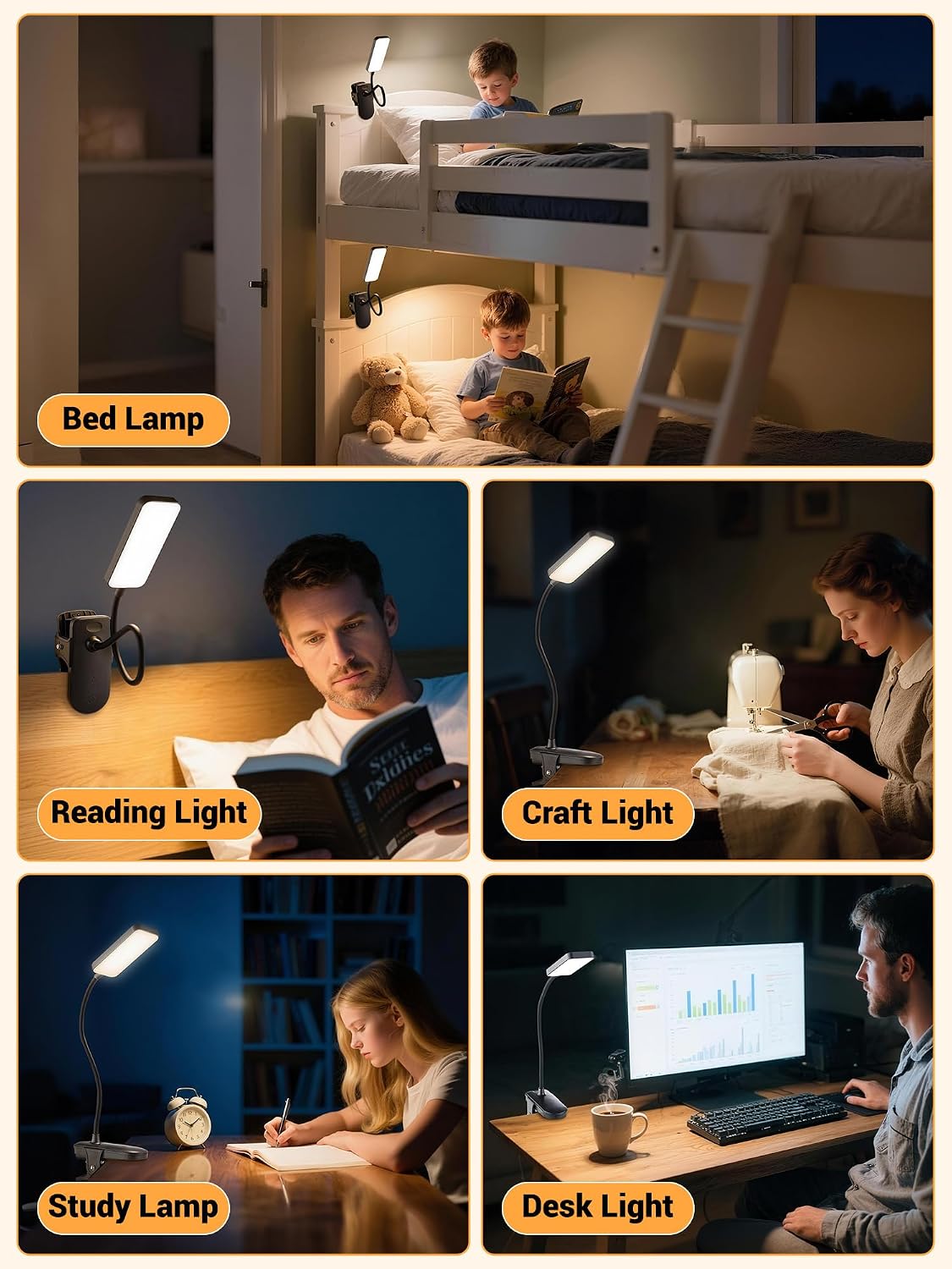 45 Lighting Modes Rechargeable Desk Lamp with Clamp