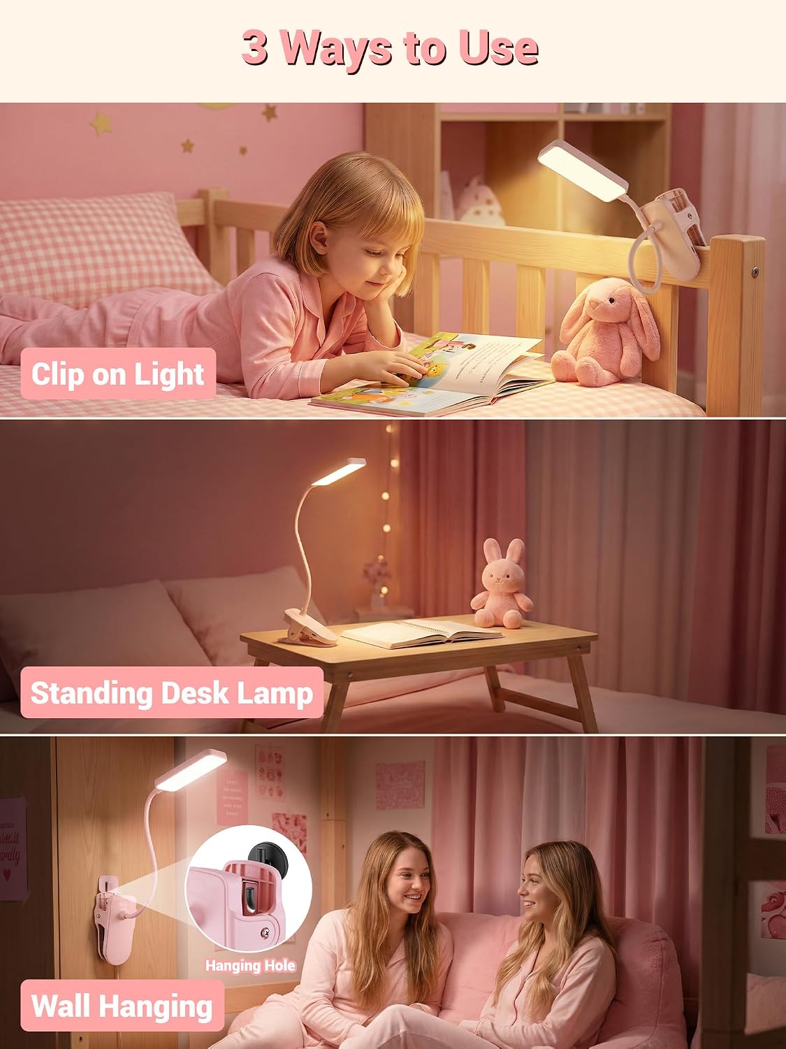 45 Lighting Modes Rechargeable Desk Lamp with Clamp