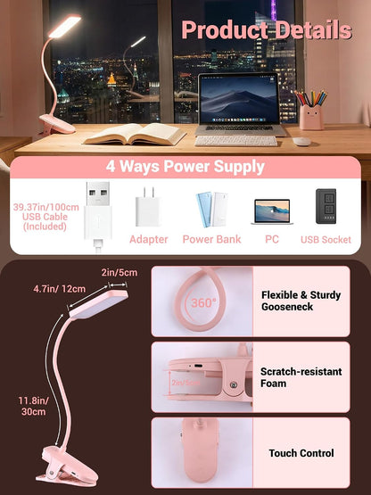 45 Lighting Modes Rechargeable Desk Lamp with Clamp