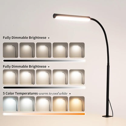 LED Desk Lamp for Office Home, Adjustable Flexible Eye-Caring Desk Light with,5 Modes 10 Brightness Adjustment, USB Adapter Desk Lamp with Clamp-MINI-B