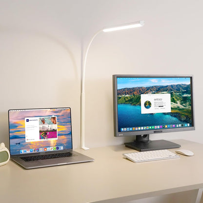 LED Desk Lamp for Office Home, Adjustable Flexible Eye-Caring Desk Light with,5 Modes 10 Brightness Adjustment, USB Adapter Desk Lamp with Clamp-MINI-B