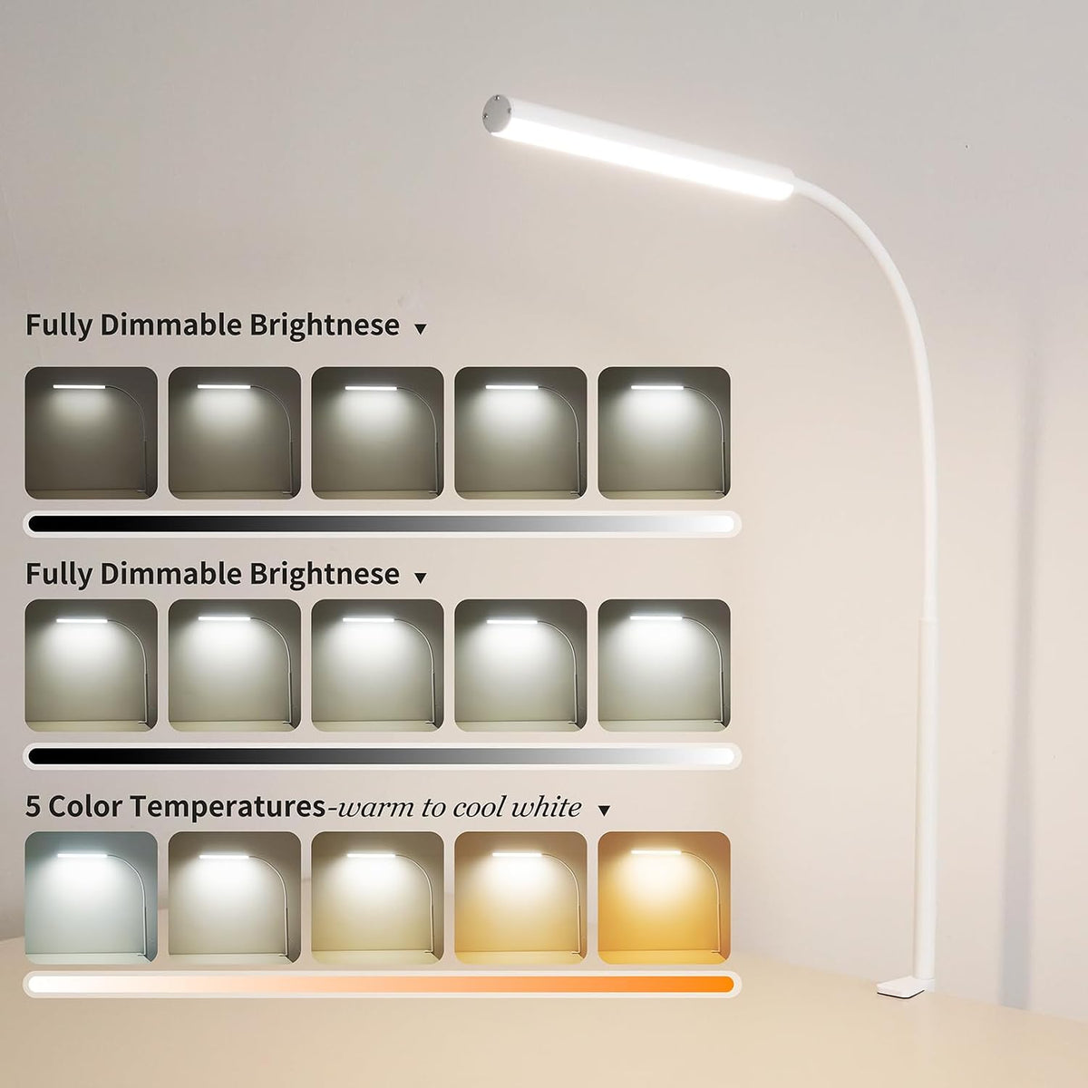 LED Desk Lamp for Office Home, Adjustable Flexible Eye-Caring Desk Light with,5 Modes 10 Brightness Adjustment, USB Adapter Desk Lamp with Clamp-MINI-B