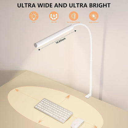 LED Desk Lamp for Office Home, Adjustable Flexible Eye-Caring Desk Light with,5 Modes 10 Brightness Adjustment, USB Adapter Desk Lamp with Clamp-MINI-B