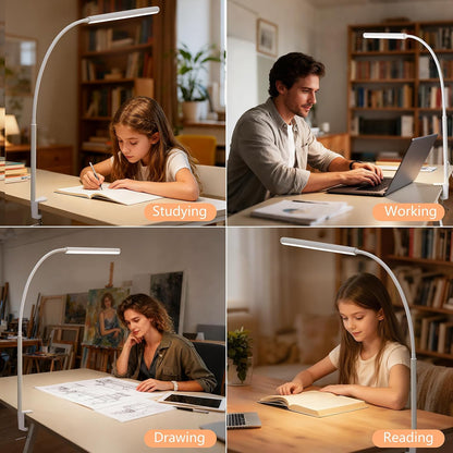 LED Desk Lamp for Office Home, Adjustable Flexible Eye-Caring Desk Light with,5 Modes 10 Brightness Adjustment, USB Adapter Desk Lamp with Clamp-MINI-B