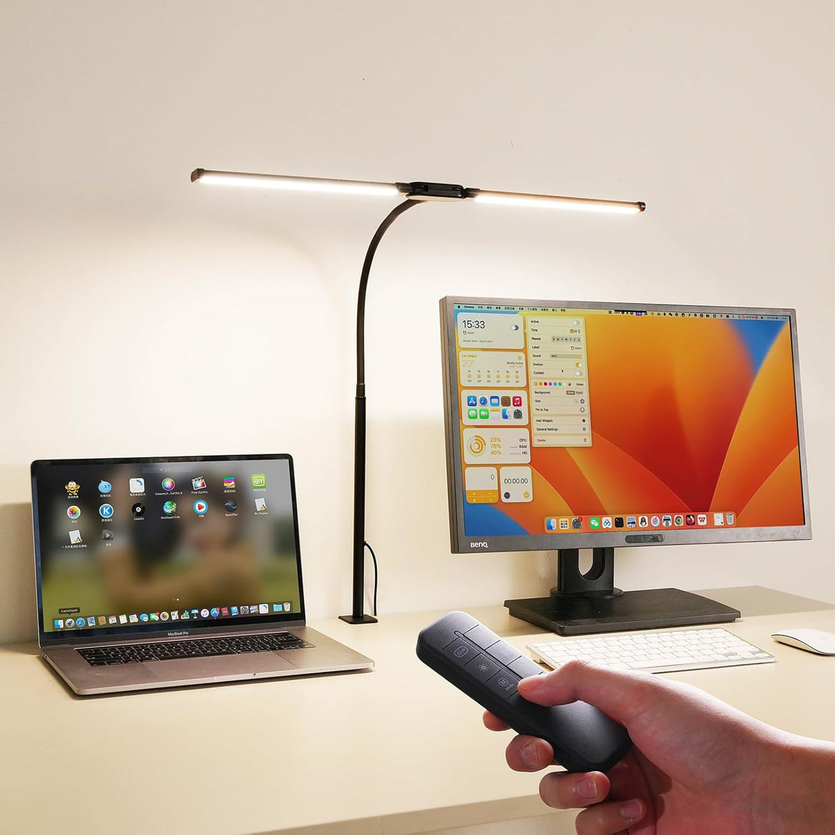 LED Desk Lamp for Office Home, Adjustable Flexible Eye-Caring Desk Light with,5 Modes 10 Brightness Adjustment, USB Adapter Desk Lamp with Clamp-MINI-B