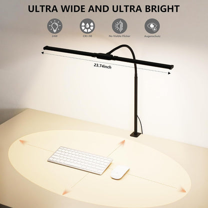 LED Desk Lamp for Office Home, Adjustable Flexible Eye-Caring Desk Light with,5 Modes 10 Brightness Adjustment, USB Adapter Desk Lamp with Clamp-MINI-B