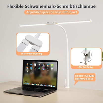 LED Desk Lamp for Office Home, Adjustable Flexible Eye-Caring Desk Light with,5 Modes 10 Brightness Adjustment, USB Adapter Desk Lamp with Clamp-MINI-B