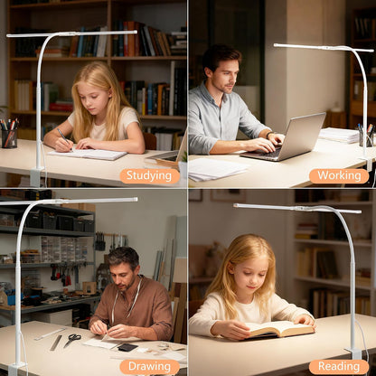LED Desk Lamp for Office Home, Adjustable Flexible Eye-Caring Desk Light with,5 Modes 10 Brightness Adjustment, USB Adapter Desk Lamp with Clamp-MINI-B