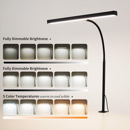 LED Desk Lamp for Office Home, Adjustable Flexible Eye-Caring Desk Light with,5 Modes 10 Brightness Adjustment, USB Adapter Desk Lamp with Clamp-MINI-B